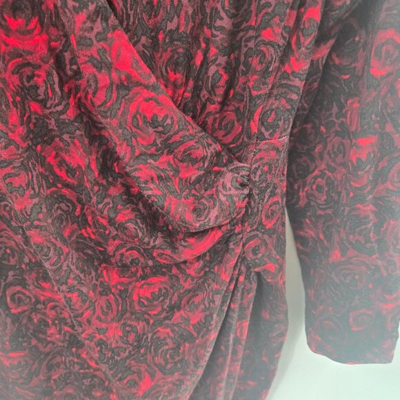 Talbots Red Floral Rose Side Cinched Sheath Midi Dress - Picture 4 of 11